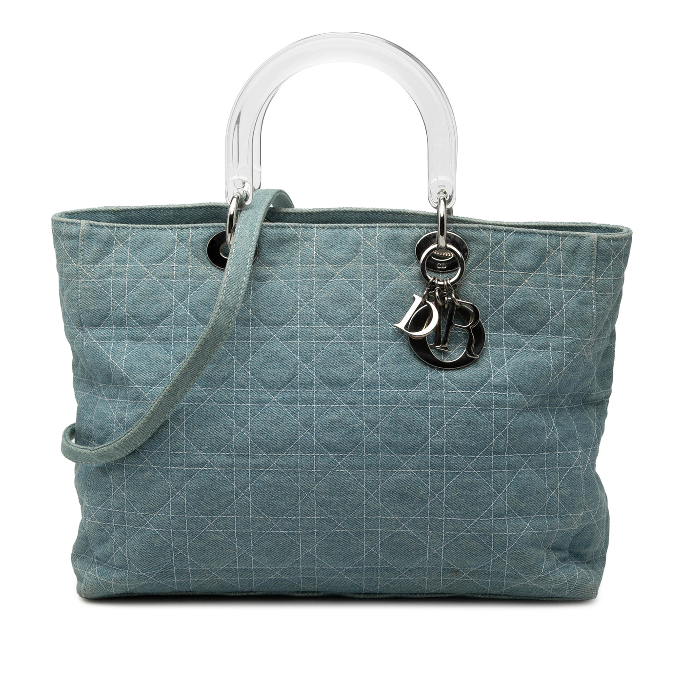 Large Denim Cannage Acrylic Handles Lady Dior - Image 1