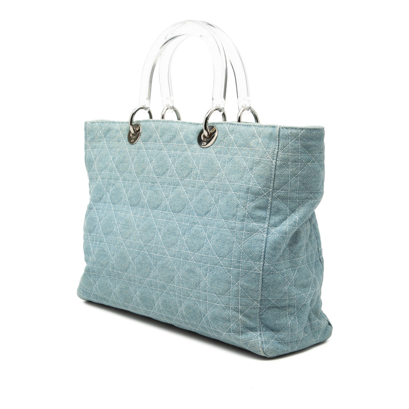 Large Denim Cannage Acrylic Handles Lady Dior - Image 2