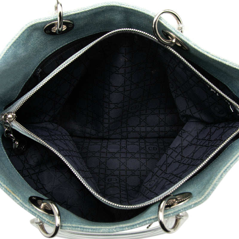 Large Denim Cannage Acrylic Handles Lady Dior - Image 4