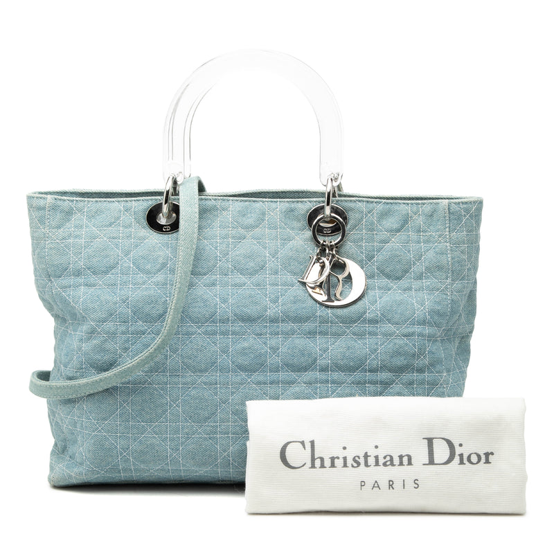Large Denim Cannage Acrylic Handles Lady Dior - Image 8