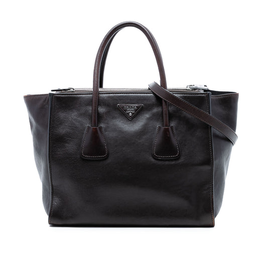 Glace Calf Twin Pocket Double Handle Satchel - Image 1