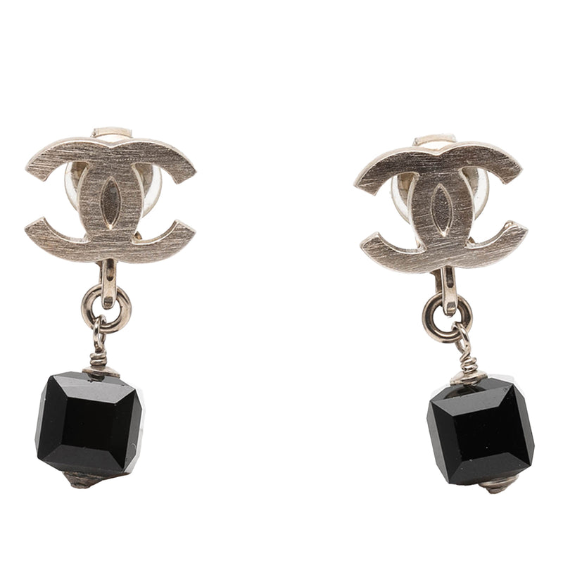 CC Brass Cube Rhinestone Drop Clip On Earrings
