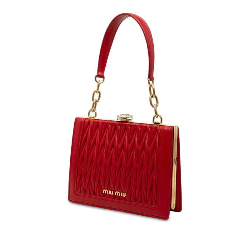 Matelasse Lambskin Kiss Lock Solitaire Satchel - Image 2
