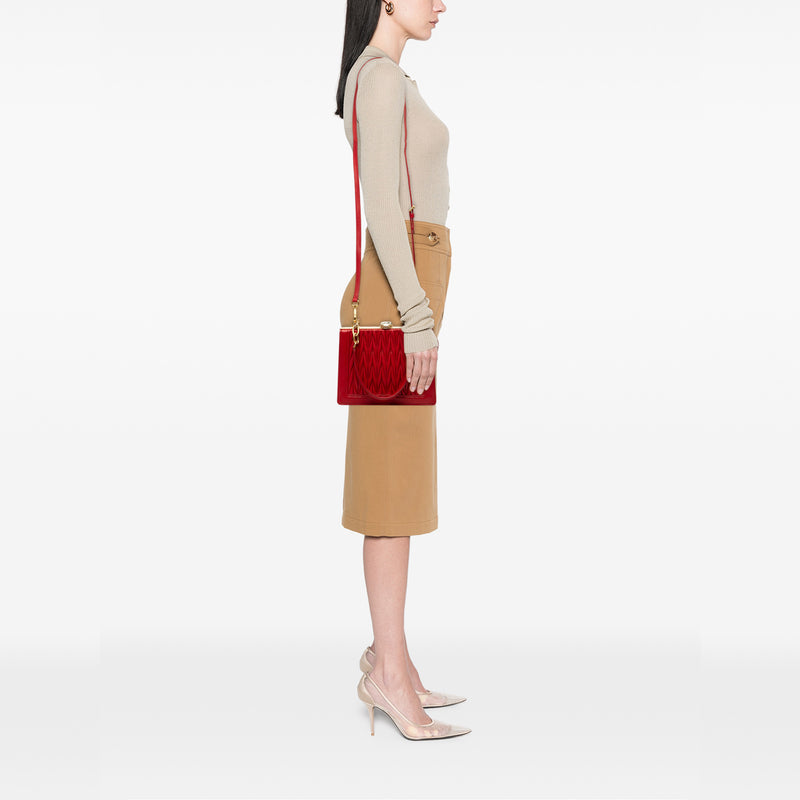 Matelasse Lambskin Kiss Lock Solitaire Satchel - Image 8