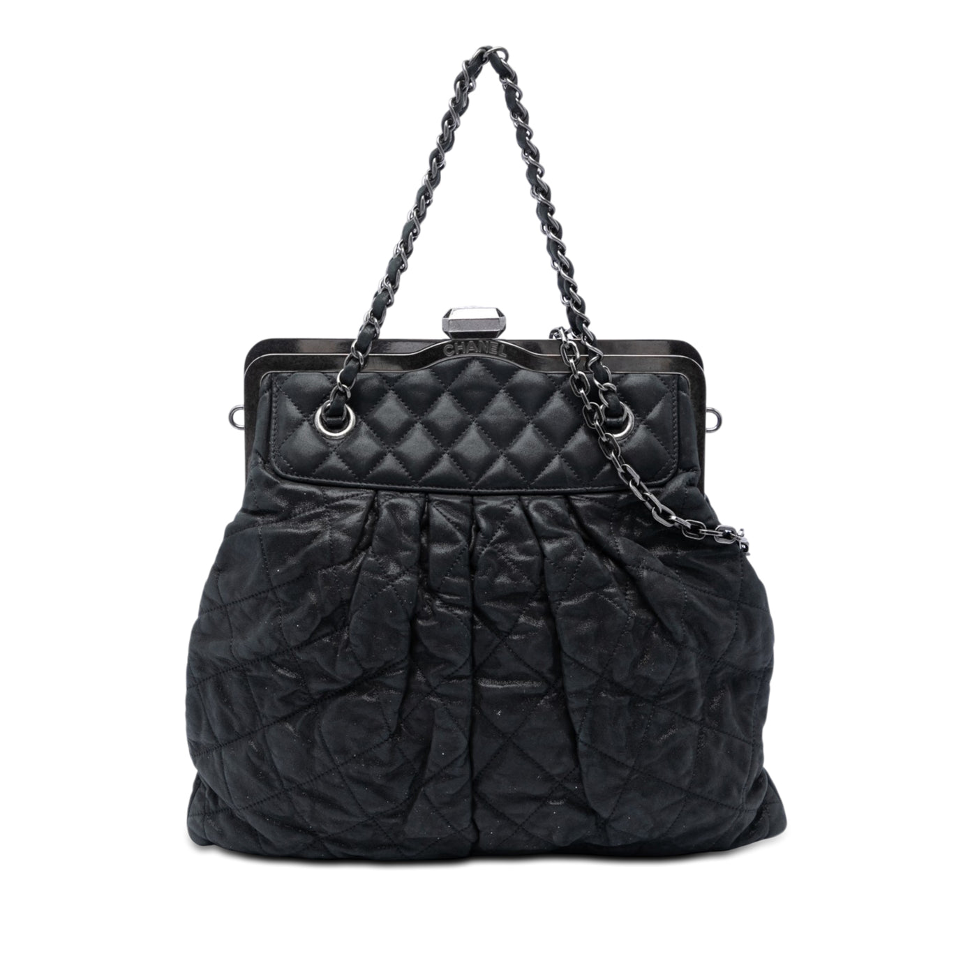 Quilted Iridescent Calfskin Chic Quilt Frame Satchel - Image 1