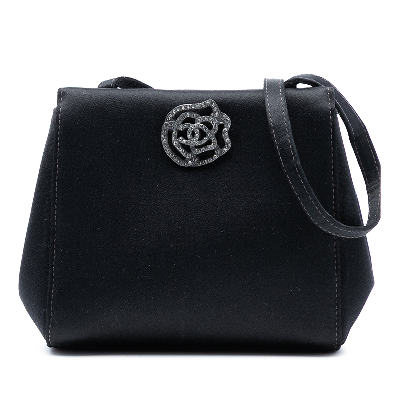 Satin Camellia Evening Bag - Image 1