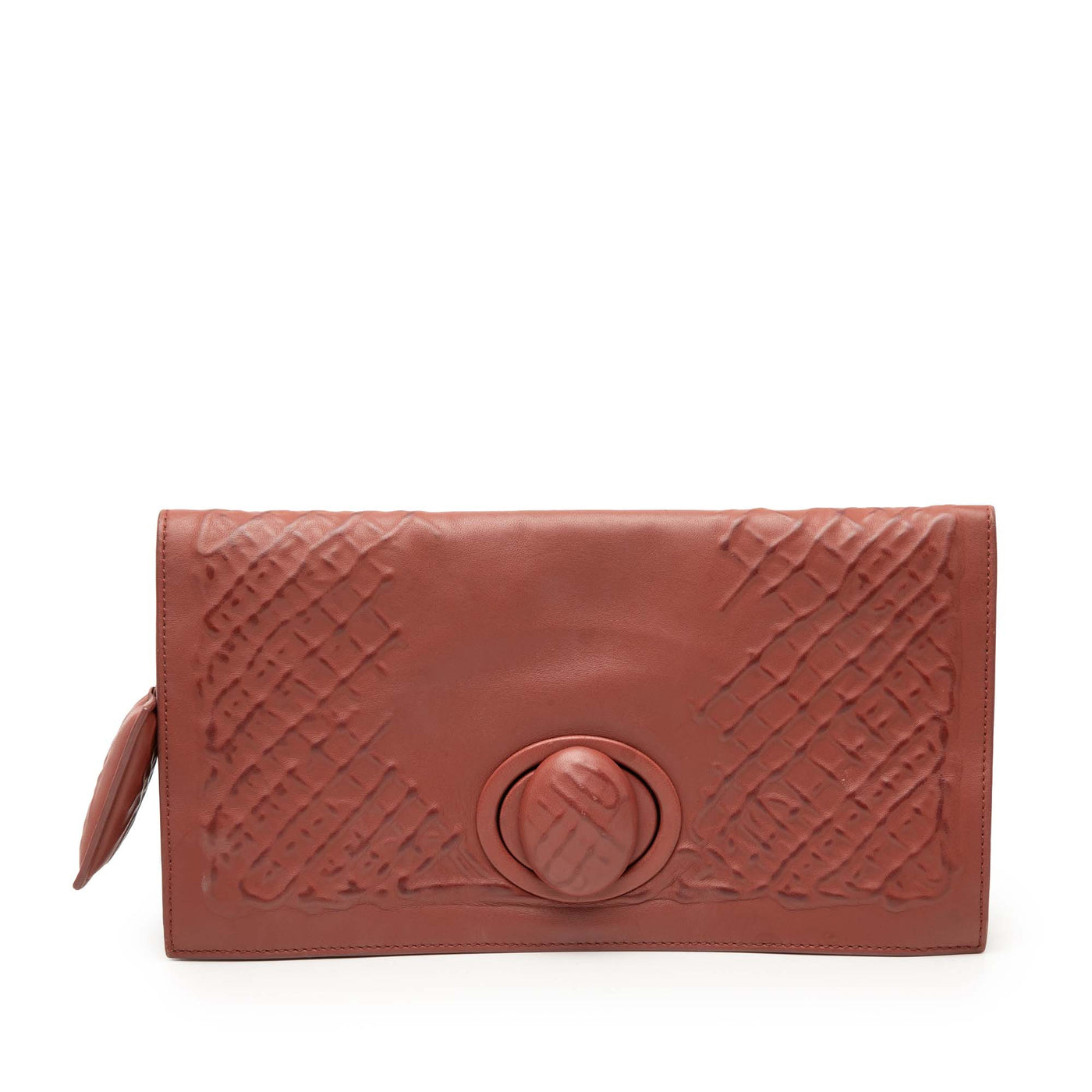 Nappa Embossed Intrecciato Turn Lock Clutch - Image 1