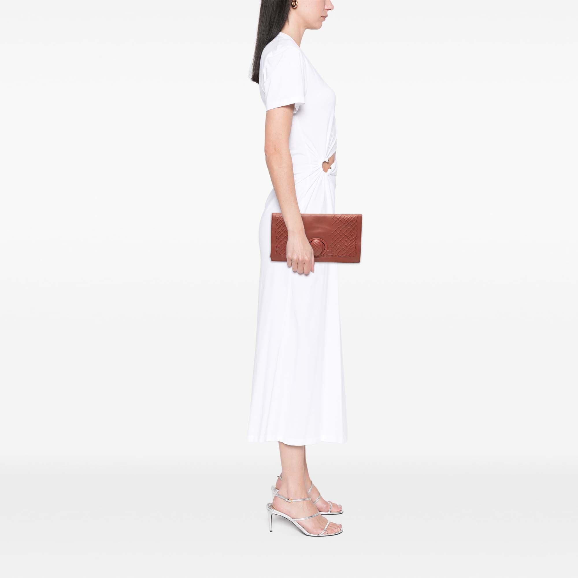 Nappa Embossed Intrecciato Turn Lock Clutch - Image 7