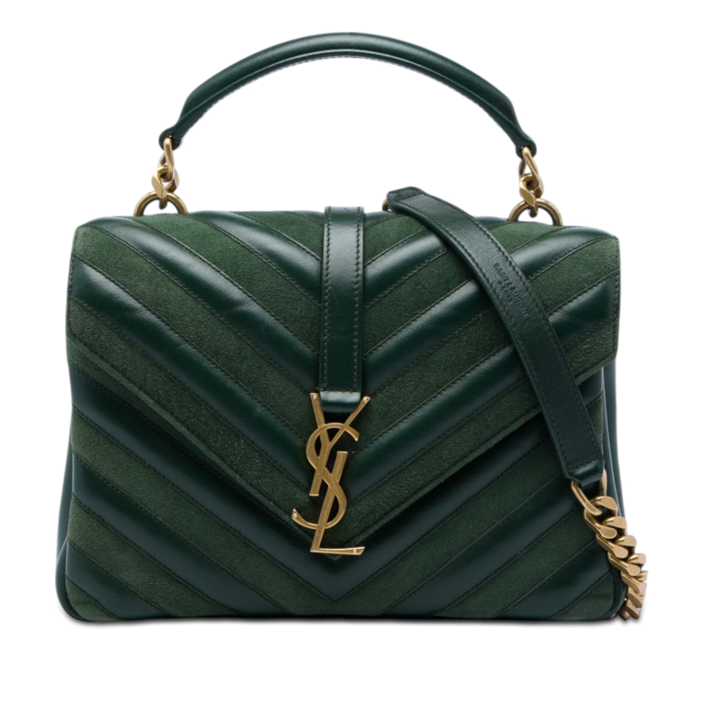 Medium Chevron Calfskin and Suede Monogram College Satchel - Image 1