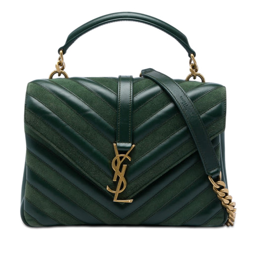Medium Chevron Calfskin and Suede Monogram College Satchel - Image 1