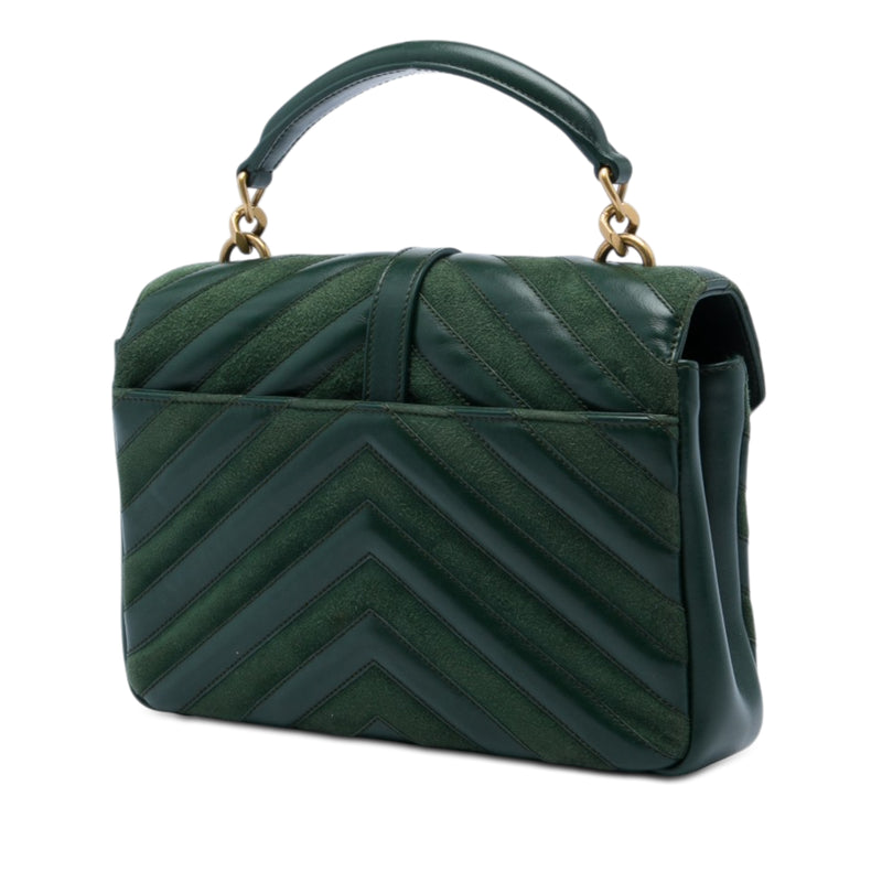 Medium Chevron Calfskin and Suede Monogram College Satchel - Image 2