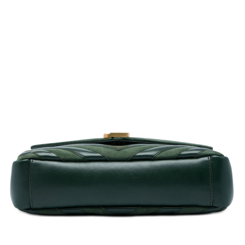 Medium Chevron Calfskin and Suede Monogram College Satchel - Image 3