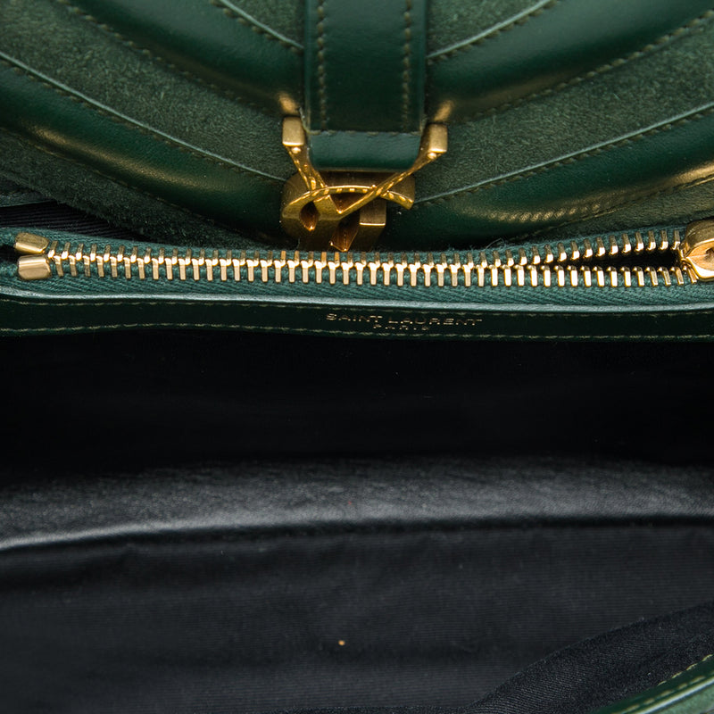 Medium Chevron Calfskin and Suede Monogram College Satchel - Image 4