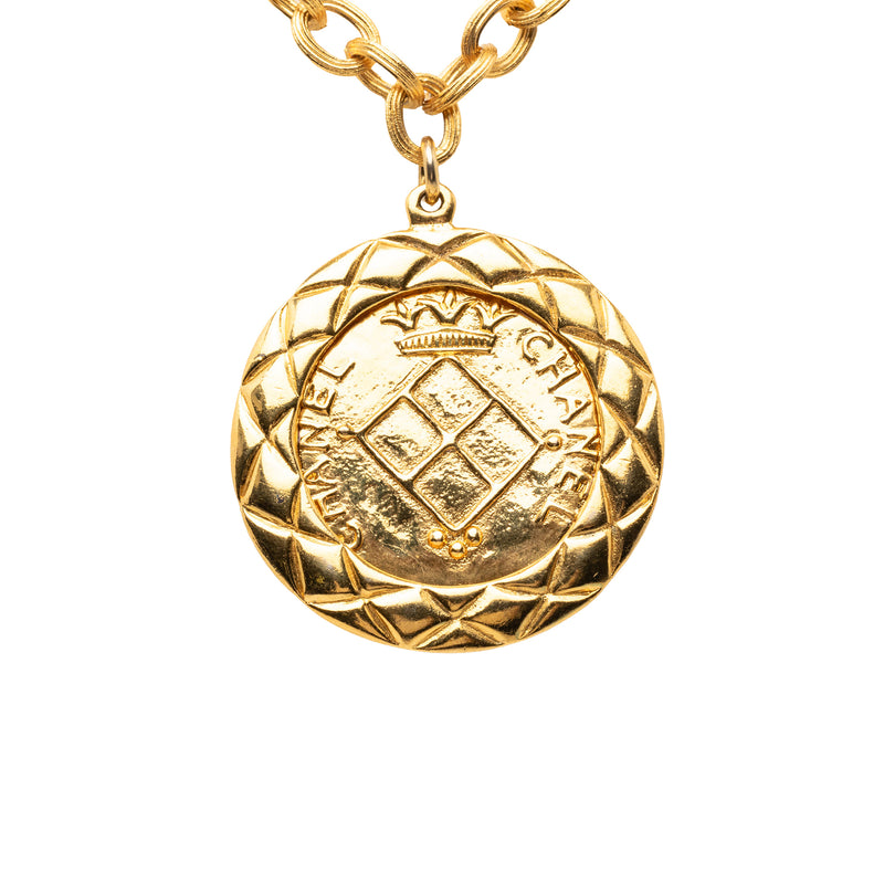 Gold Plated Medallion Lion Crest Necklace - Image 2