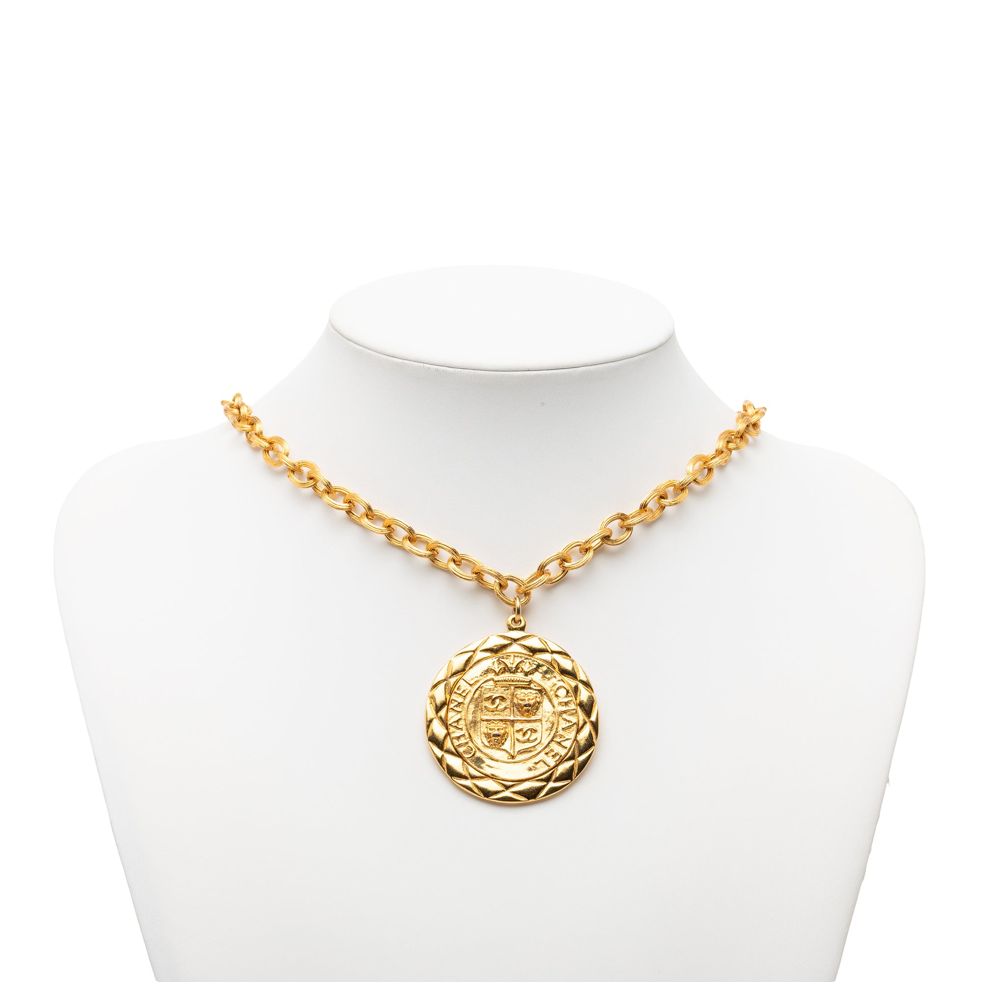 Gold Plated Medallion Lion Crest Necklace - Image 6