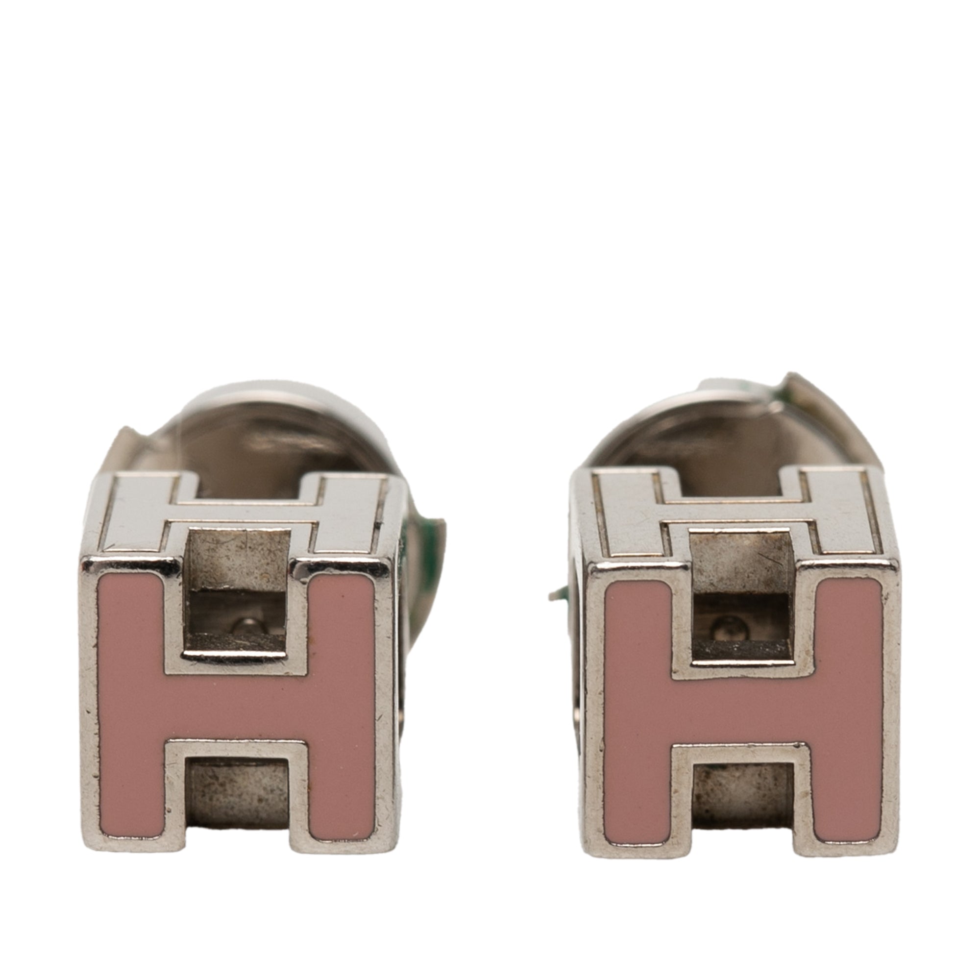 Palladium Plated Enamel Cage D H Push Back Earrings - Image 1