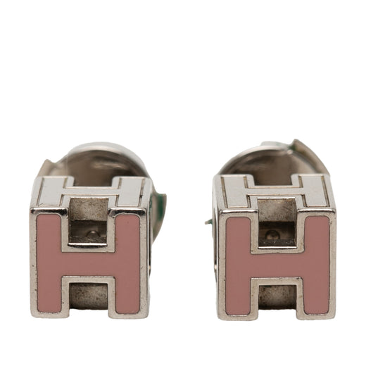 Palladium Plated Enamel Cage D H Push Back Earrings - Image 1