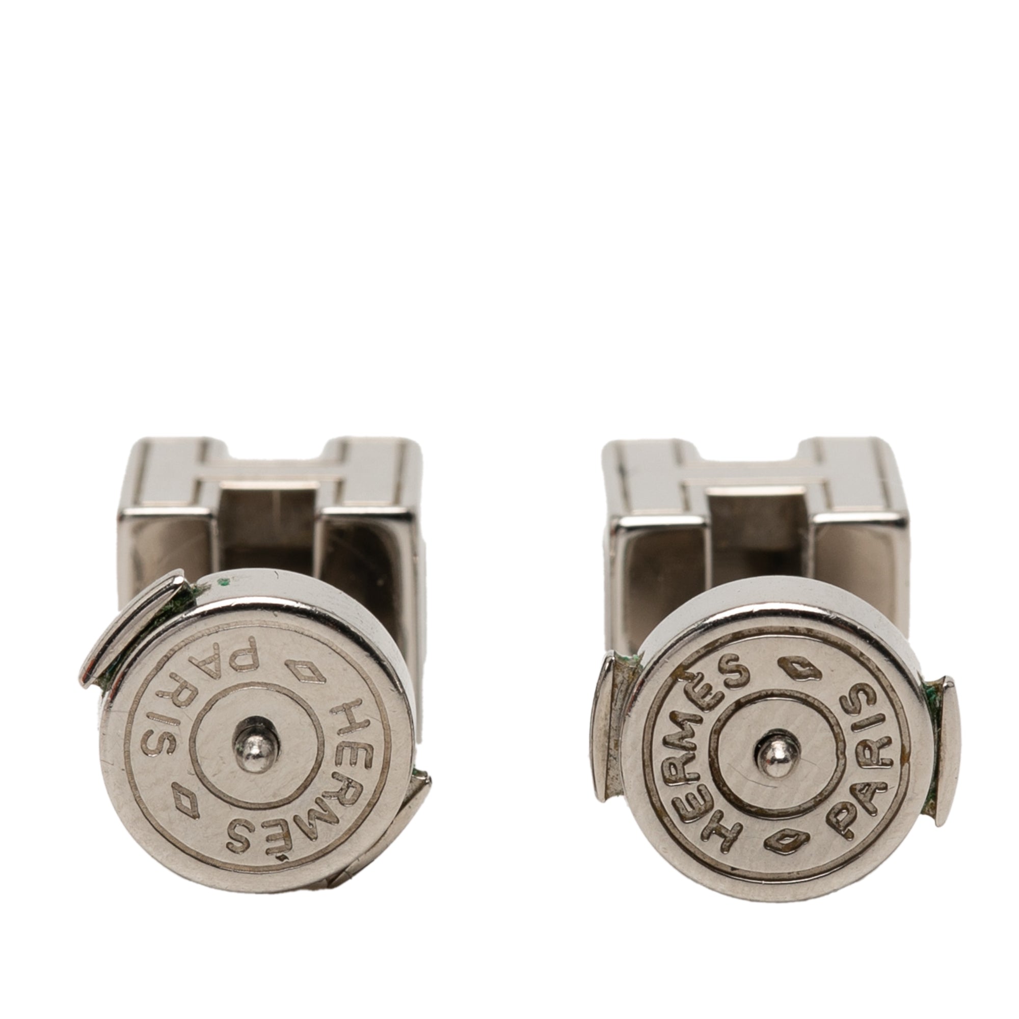 Palladium Plated Enamel Cage D H Push Back Earrings - Image 2