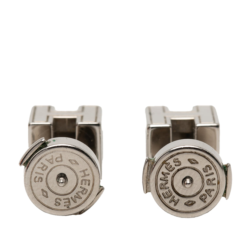 Palladium Plated Enamel Cage D H Push Back Earrings - Image 2