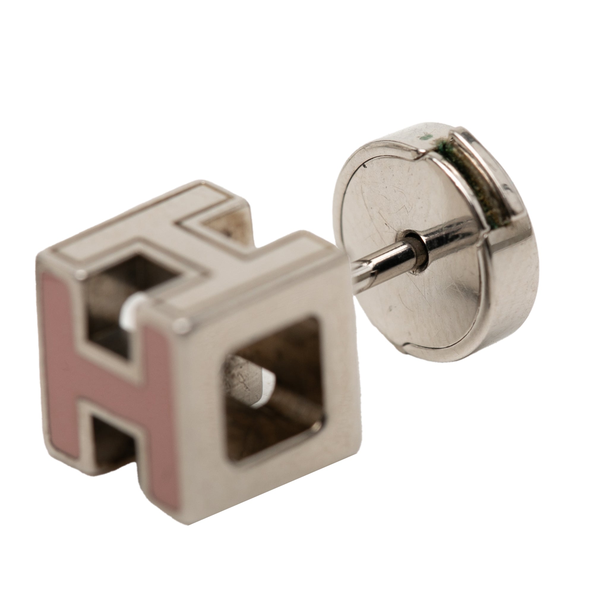 Palladium Plated Enamel Cage D H Push Back Earrings - Image 3