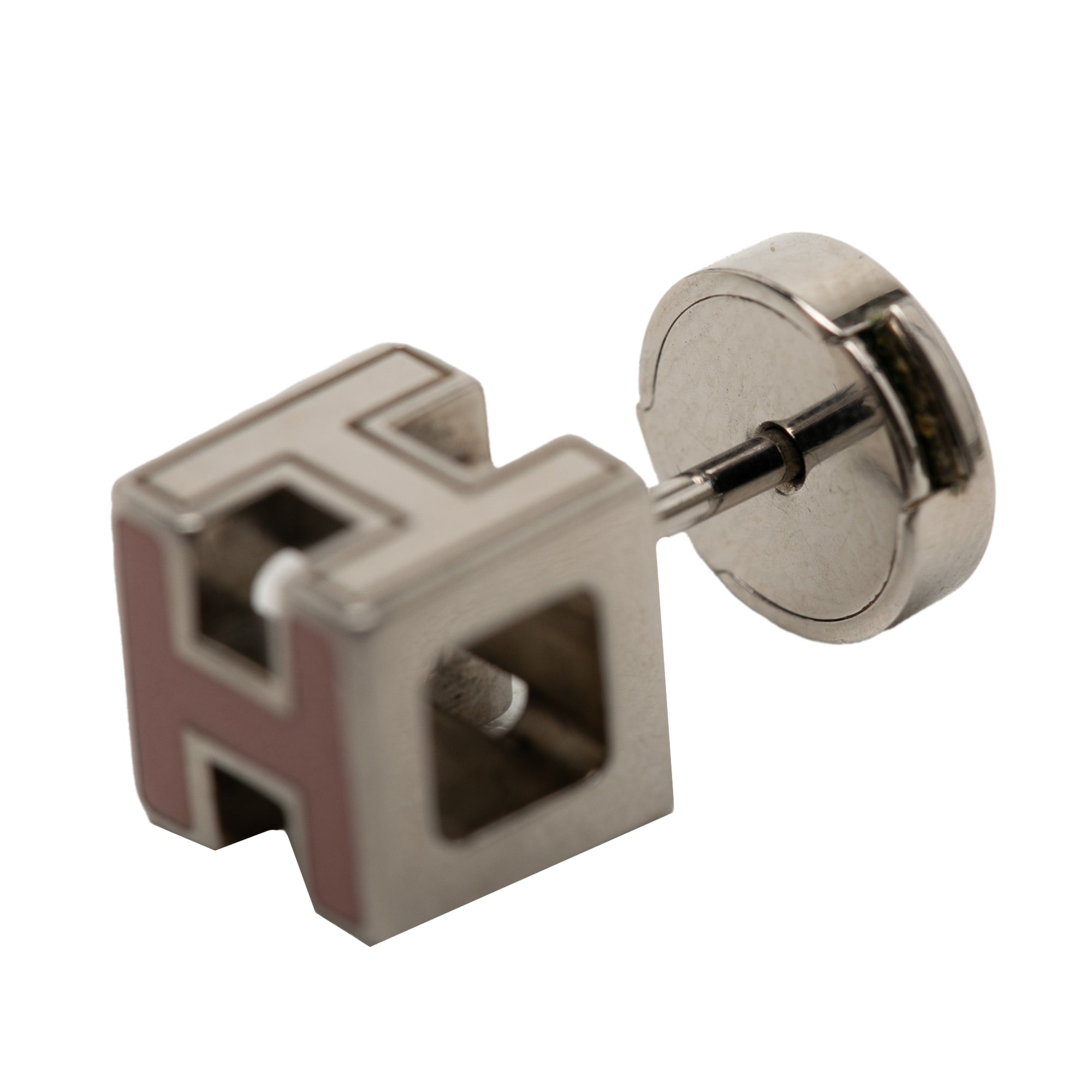 Palladium Plated Enamel Cage D H Push Back Earrings - Image 4