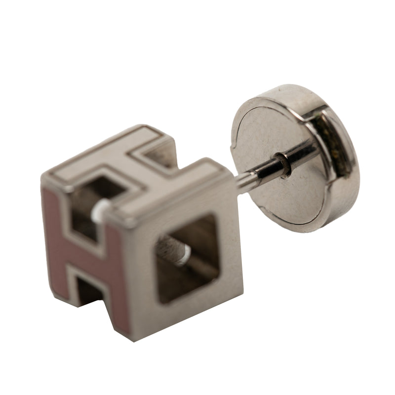 Palladium Plated Enamel Cage D H Push Back Earrings - Image 4