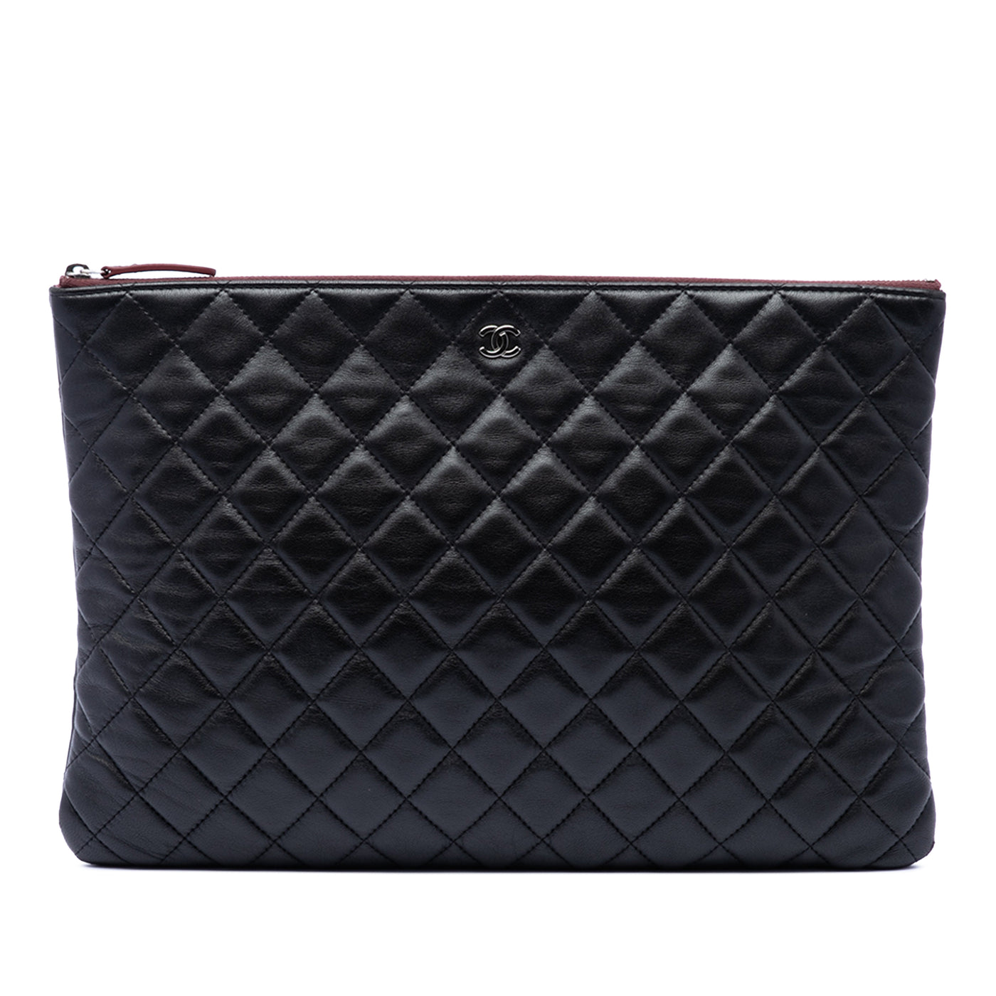 Large Quilted Lambskin O Case Clutch - Image 1
