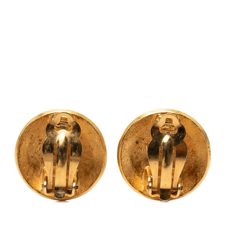CC Gold Plated Round Clip On Earrings - Image 2