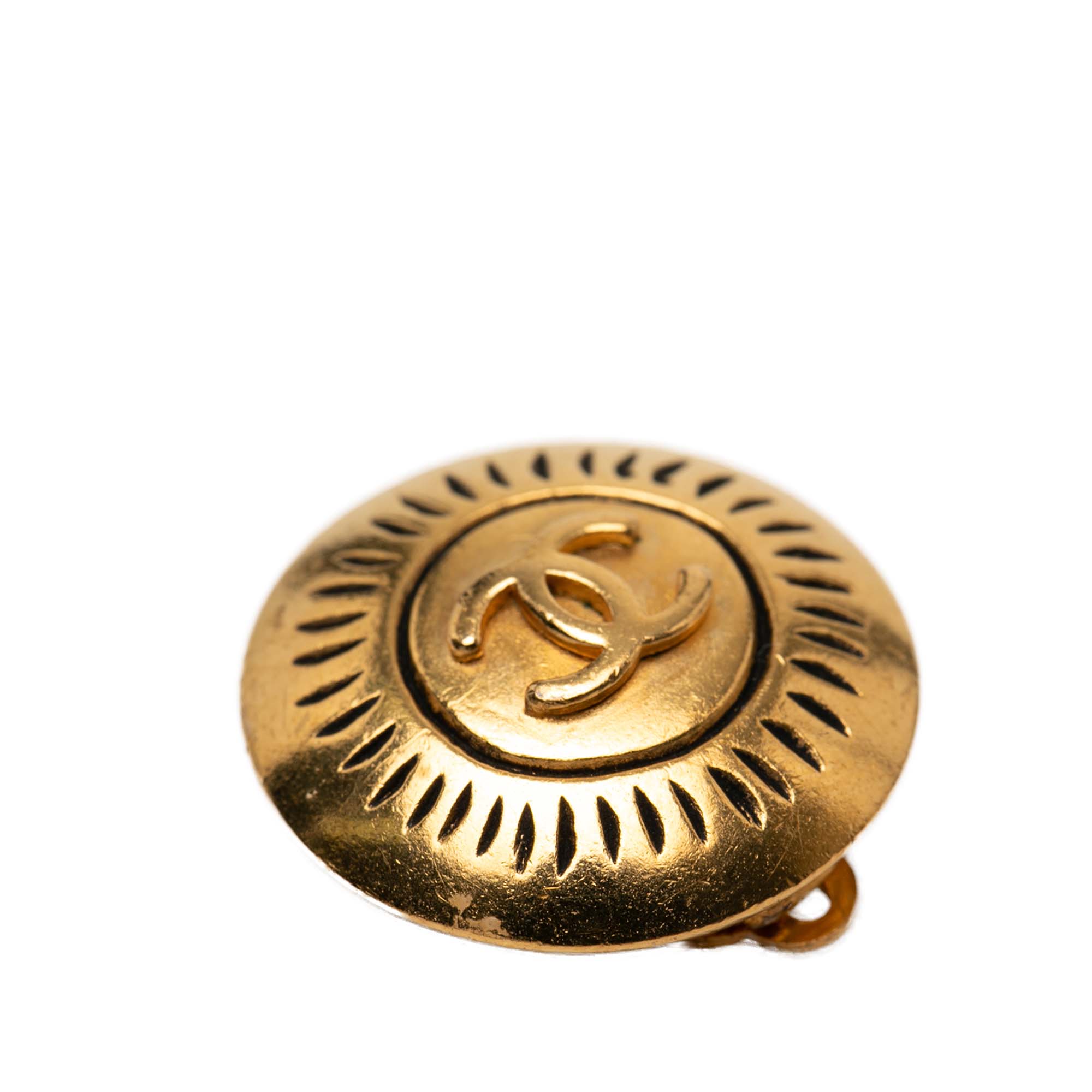 CC Gold Plated Round Clip On Earrings - Image 3