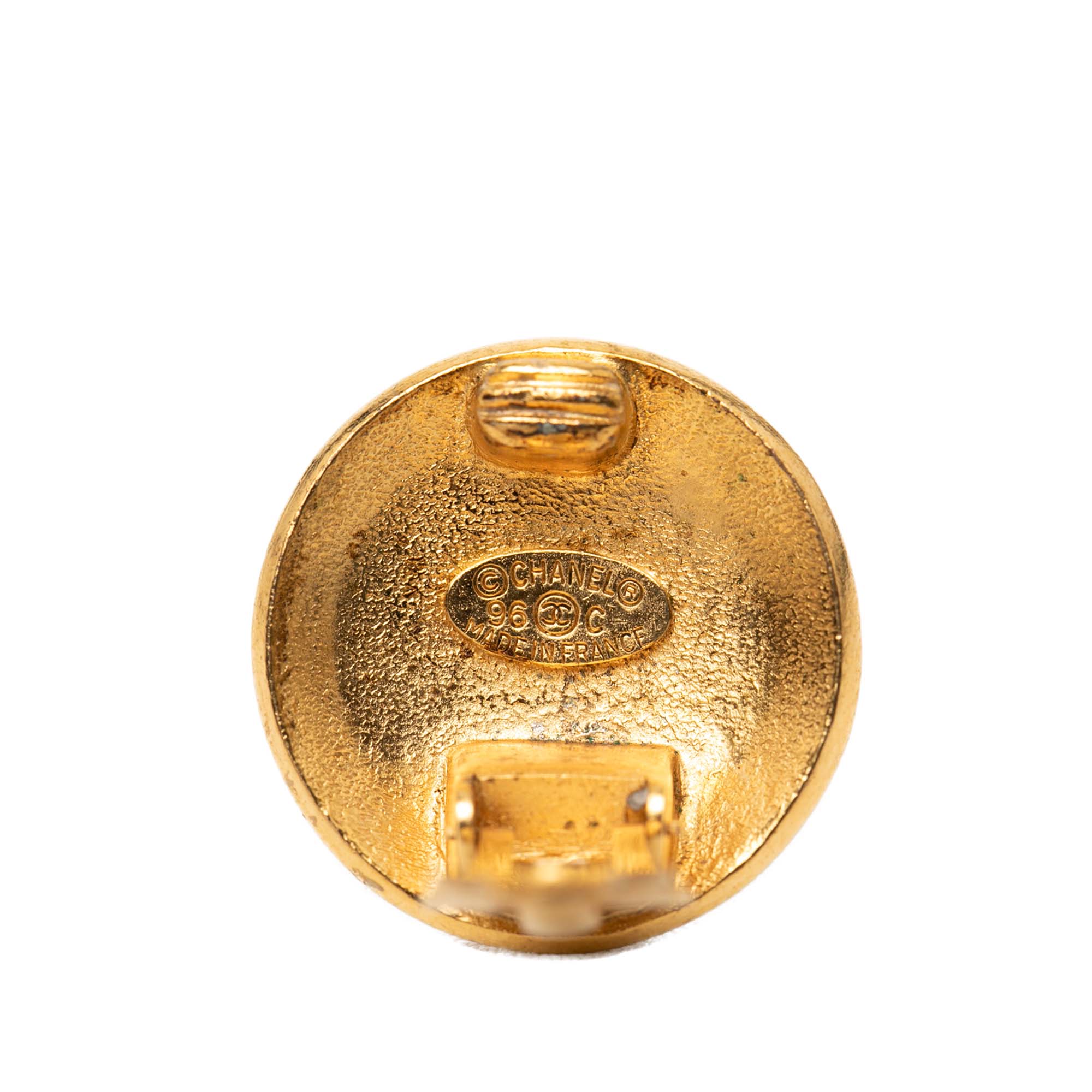 CC Gold Plated Round Clip On Earrings - Image 4