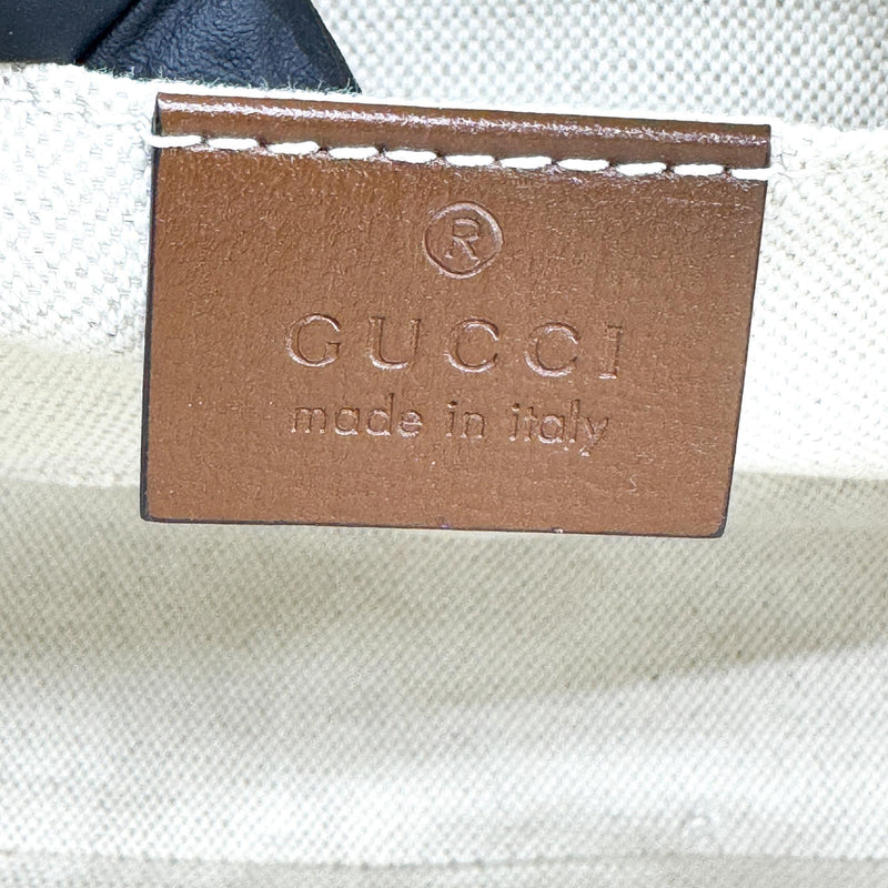 Gucci Horsebit 1955 Top Handle Gg Coated Canvas With Leather Brown Bag