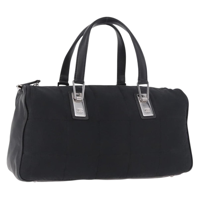 Chanel Square Stitch Boston Quilted Nylon Black Bag
