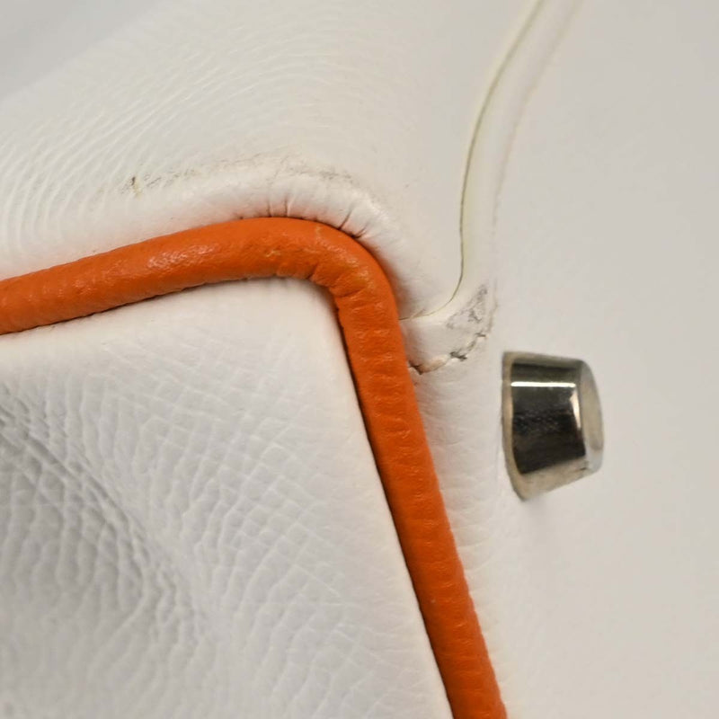 Hermes Kelly Sellier Epsom White Leather Bag