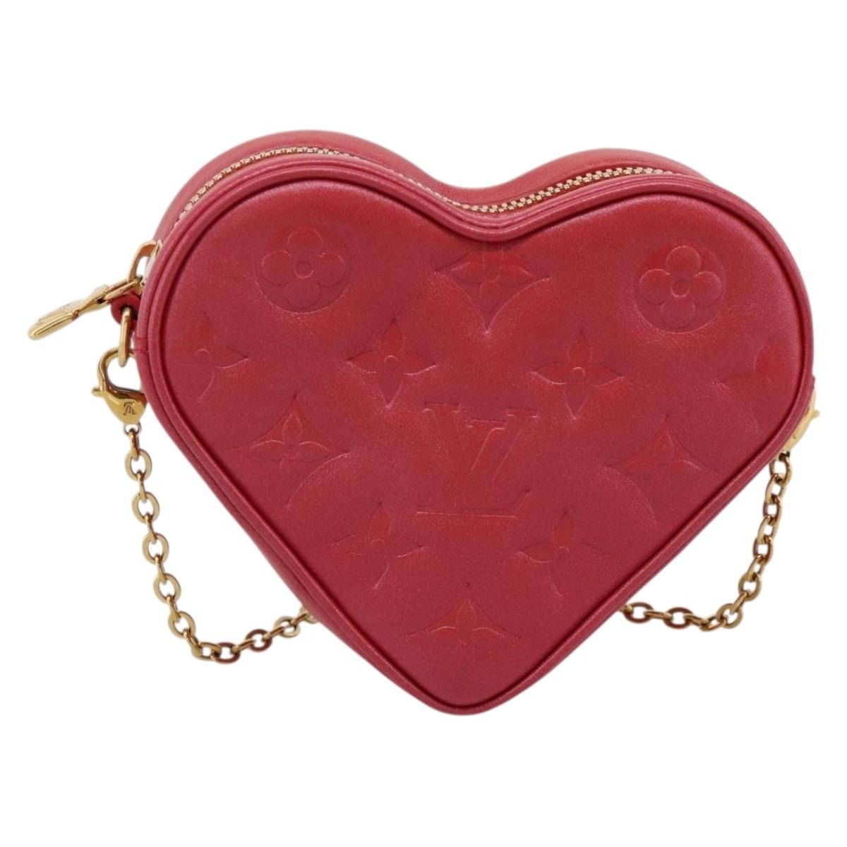 Louis Vuitton Coeur Heart On Chain Monogram Embossed Lambskin Red Leather Bag