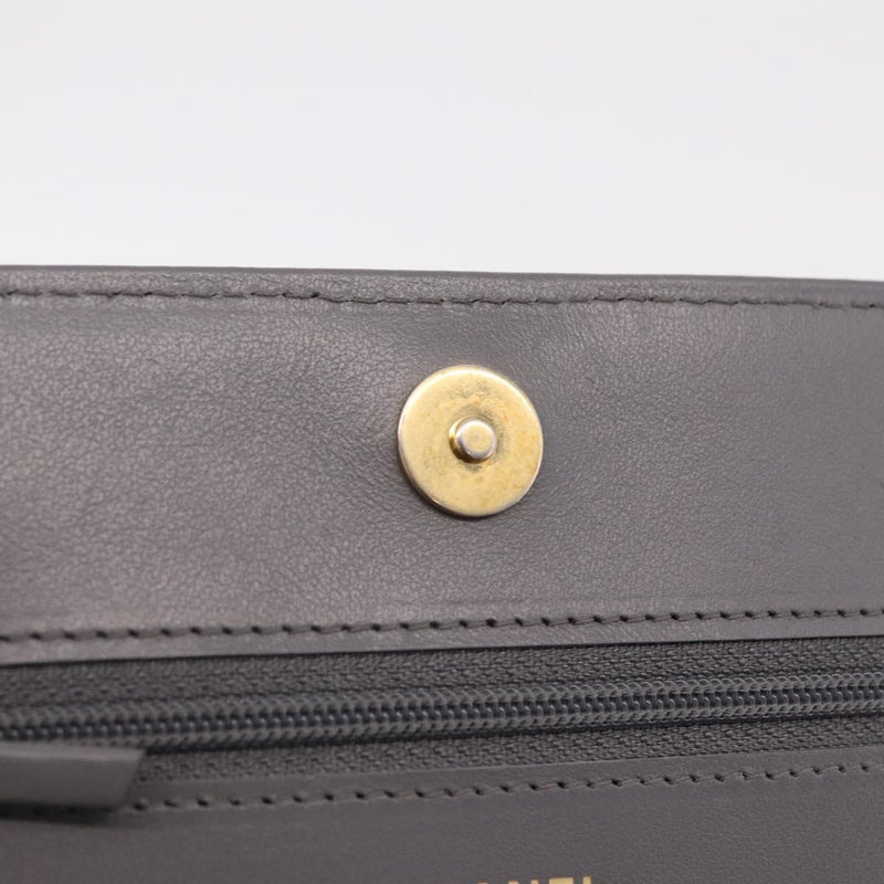 Chanel Boy Wallet On Chain Quilted Caviar Gray Leather Bag