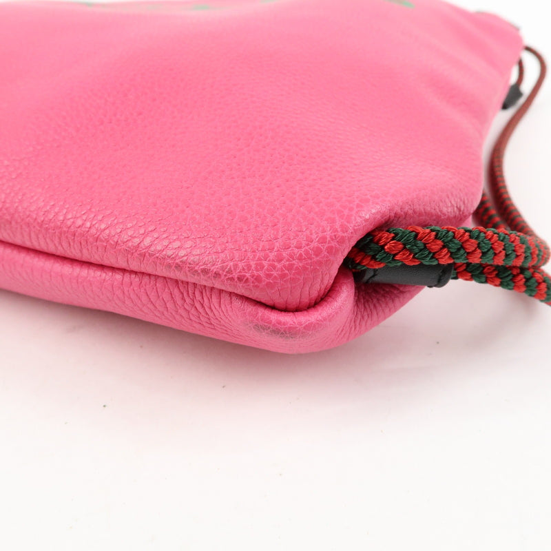 Gucci Logo Drawstring Printed Leather Pink Bag