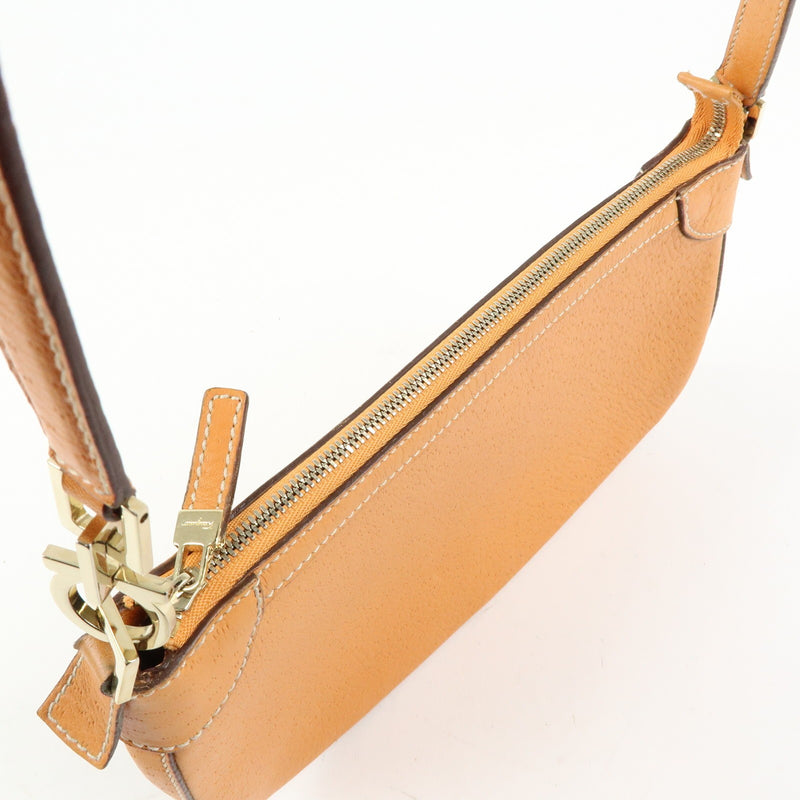 Salvatore Ferragamo Gancini Top Handle Leather Orange Bag