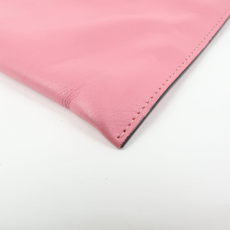 Miu Miu Logo Chain Clutch Shearling Pink Leather