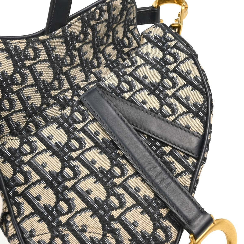 Christian Dior Saddle Oblique Canvas Navy Bag