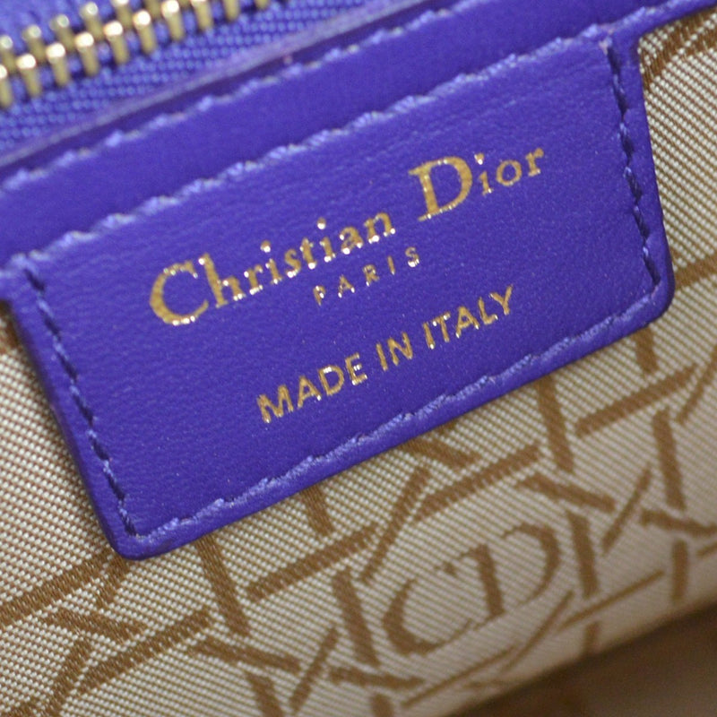Christian Dior Lady Cannage Quilt Lambskin Purple Leather Bag