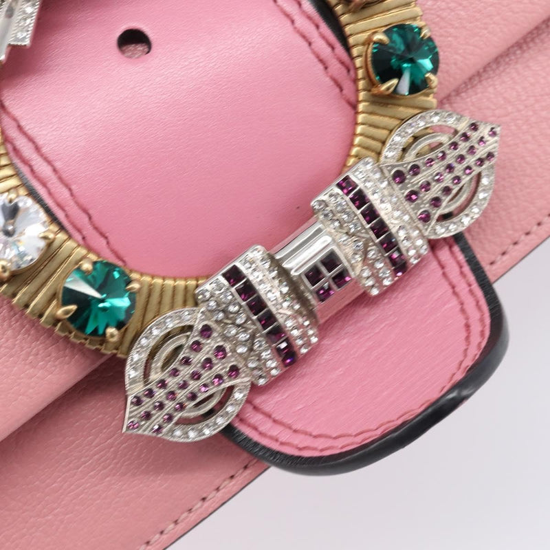 Miu Miu Madras Crystal Flap Leather Pink Bag