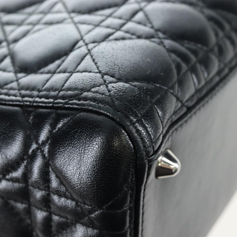 Christian Dior Lady Lambskin Black Leather Bag