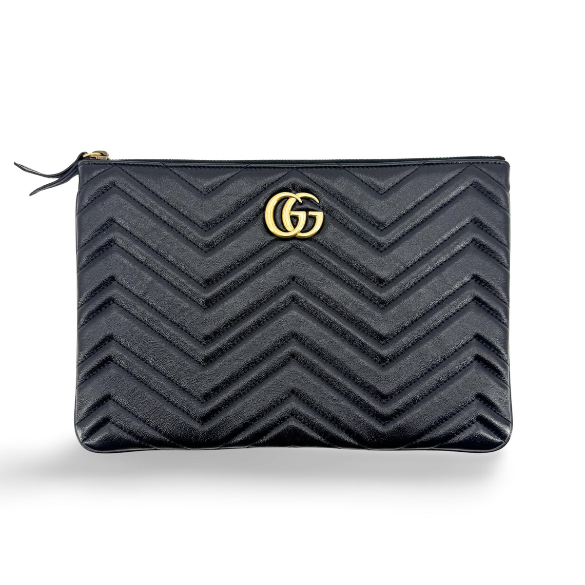 Gucci Gg Marmont Pouch Matelasse Leather Black