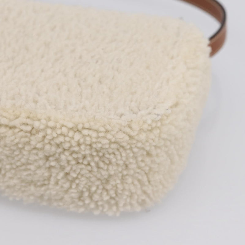 Celine Triomphe Shoulder Shearling Beige Wool Bag