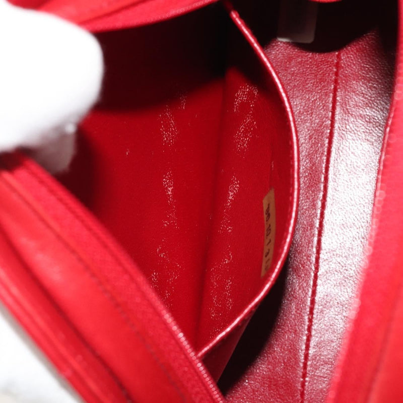Chanel Vintage Chain Evening Mixed Quilt Lambskin Red Leather Bag