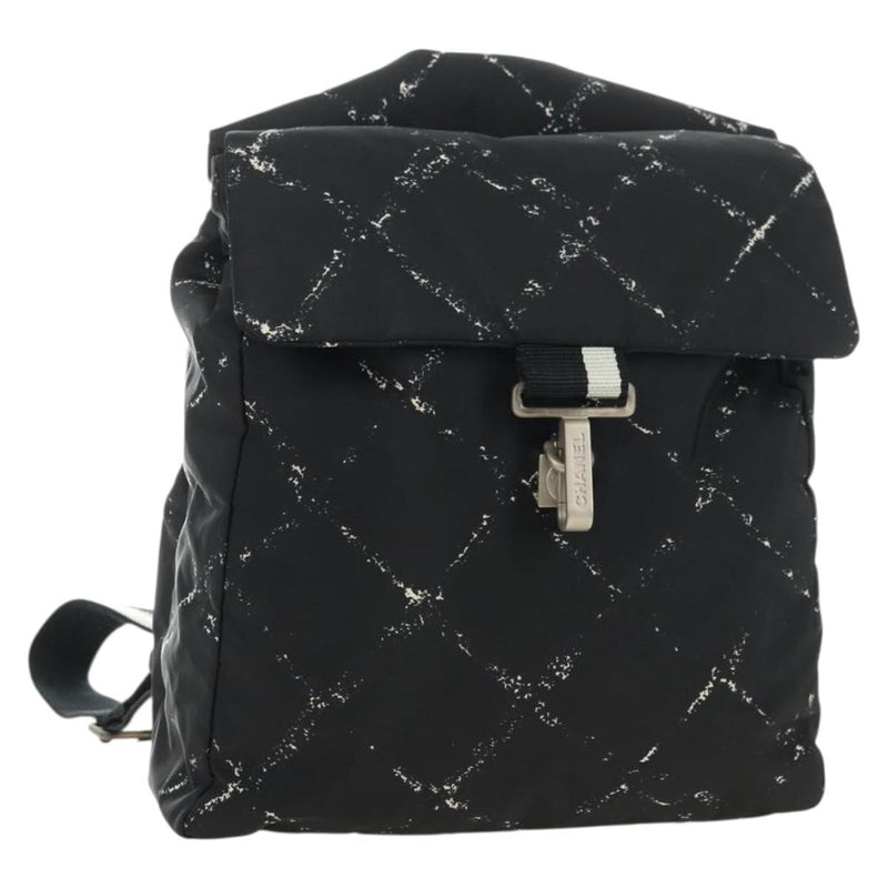 Chanel Travel Line Lock Printed Nylon Black Bag