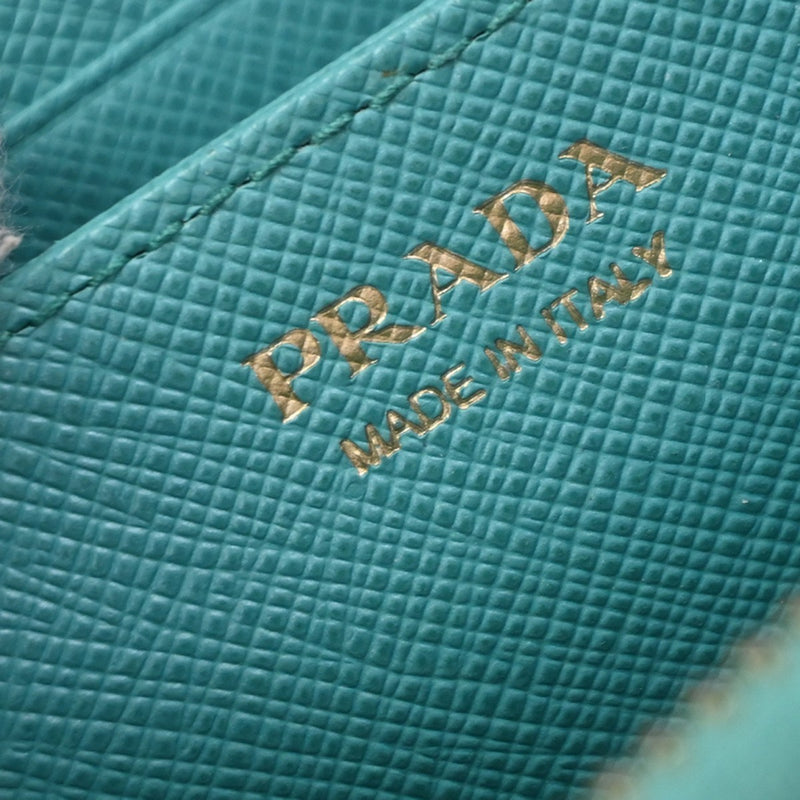 Prada Zip Around Saffiano Leather Blue Accessory