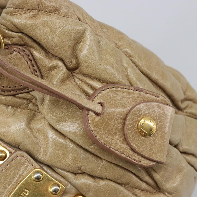Miu Miu Coffer Convertible Satchel Matelasse Leather Beige