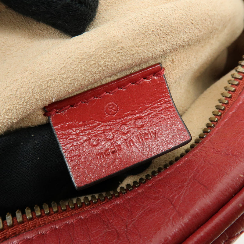 Gucci Gg Marmont Round Matelasse Leather Red Bag
