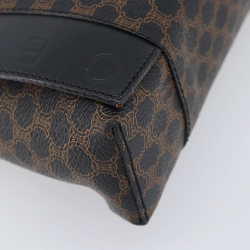 Celine Vintage Macadam Canvas And Leather Black Bag